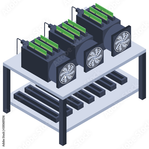 
Mining frame in isometric icon 
