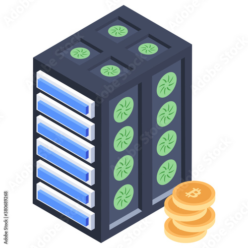 
Mining farme in isometric icon 
