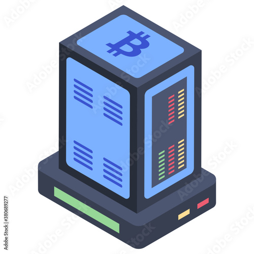 
Blockchain data in isometric icon design 
