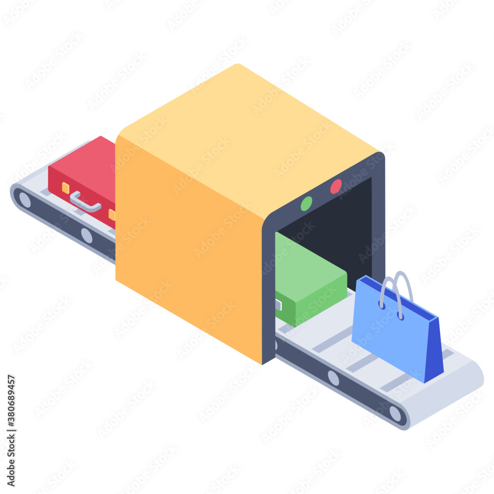 Baggage carousel, airport security isometric icon
Baggage carousel, airport security isometric icon