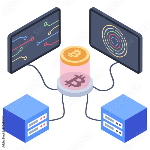 
Isometric icon of cryptocurrency  server
