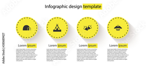 Set Igloo ice house, Indian teepee or wigwam, Acorn and Christmas sweater. Business infographic template. Vector.