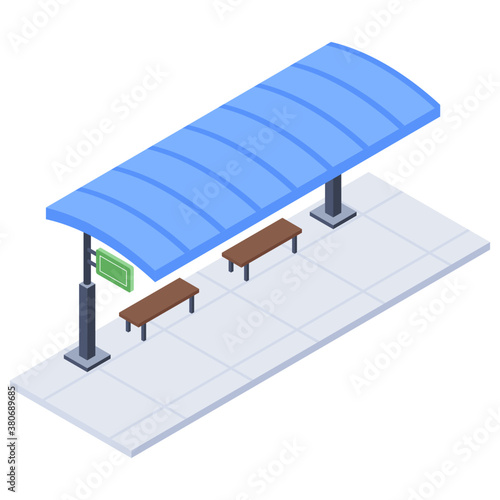 
Bus stop isometric icon
