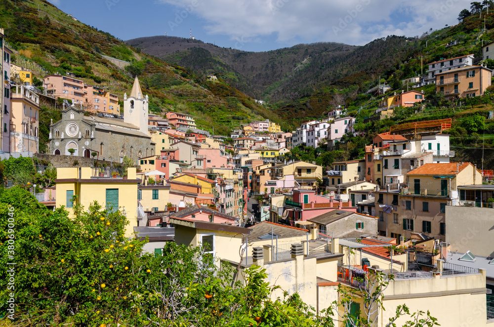 View of Village Riomaggiore - Cinque Terre, Liguria, Italy