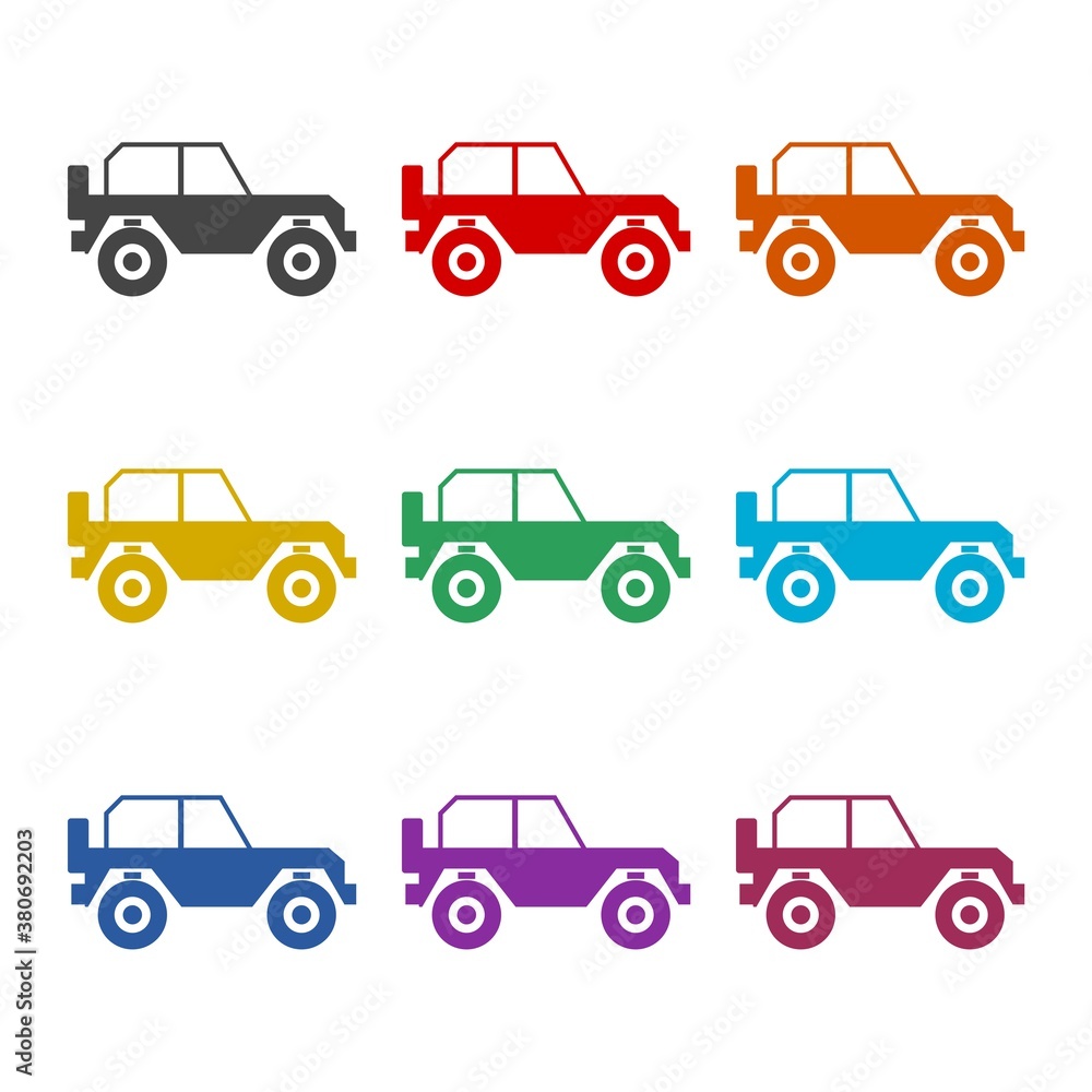 Off-road Car logo icon, color set