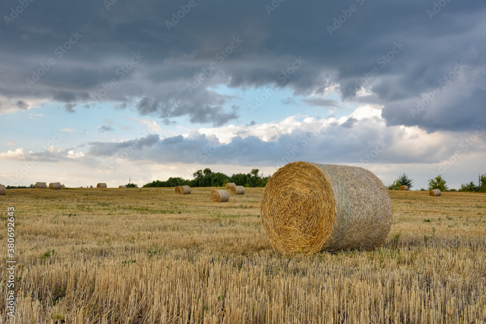 round haystack against the sky