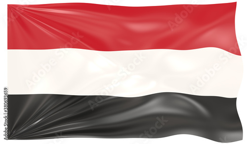 3d Illustration of a Waving Flag of Yemen