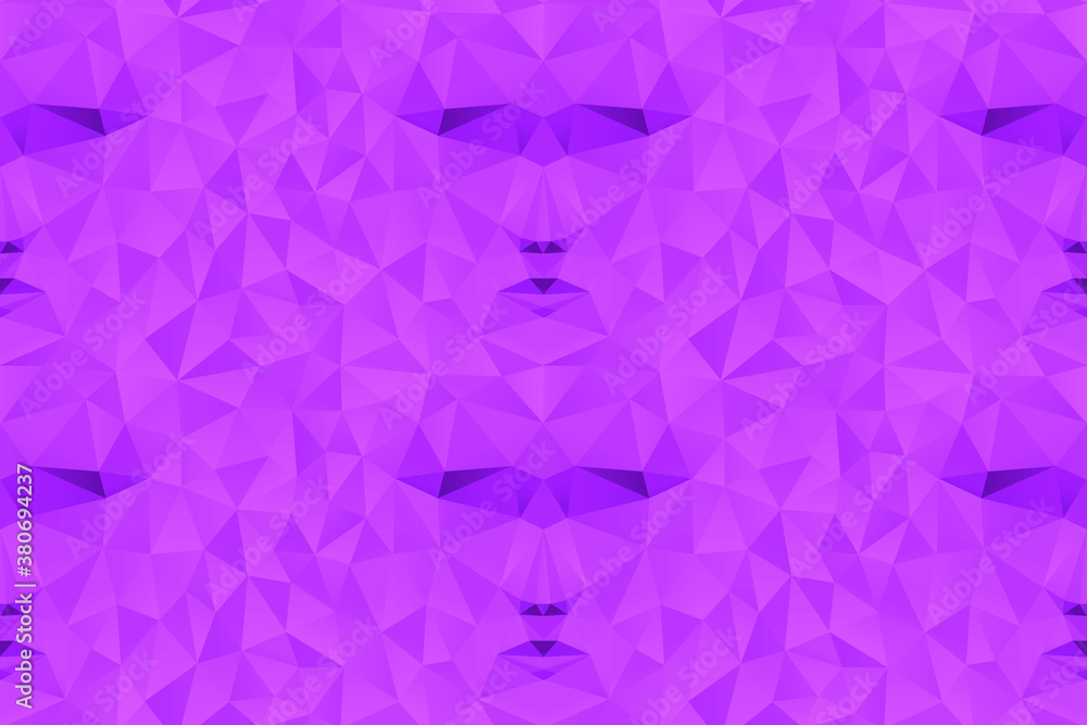Naklejka premium Polygonal abstract pink face on a pink background. Seamless pattern. Low poly design. Creative geometric vector illustration.