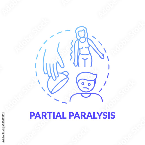 Partial paralysis blue gradient concept icon. Patient with paresis. Problem after stroke. Neurological issue. Brain health idea thin line illustration. Vector isolated outline RGB color drawing