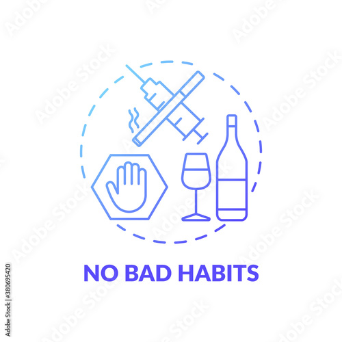 No bad habits blue gradient concept icon. Avoid addiction. Warning for drug using. Restriction from substance. Brain health idea thin line illustration. Vector isolated outline RGB color drawing