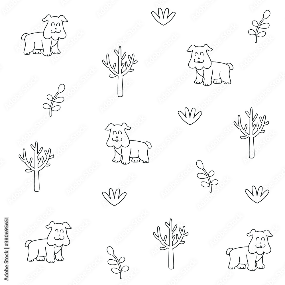 line art pattern dog tree flower vector.eps line art pattern dog tree flower vector.eps