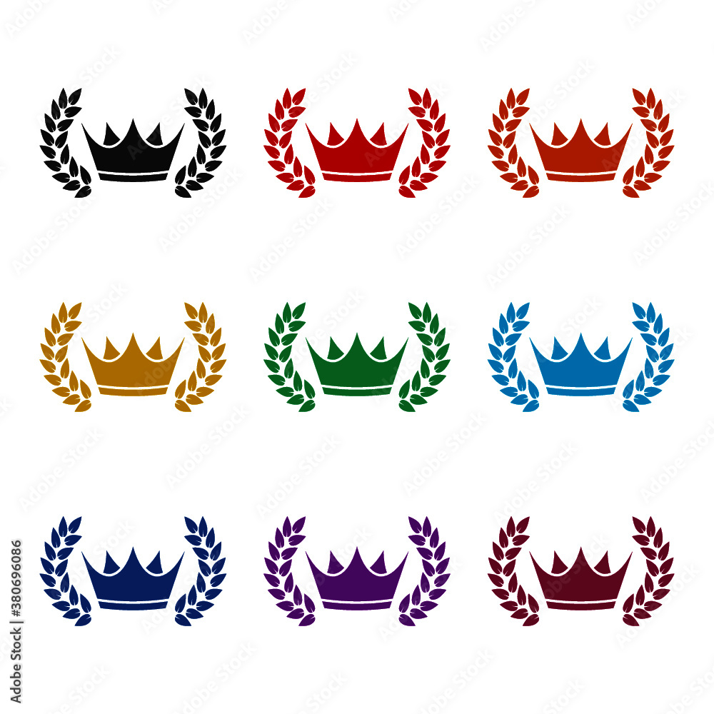 Crown and Laurel Wreath icon, color set