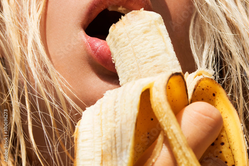 eating a banana closeup