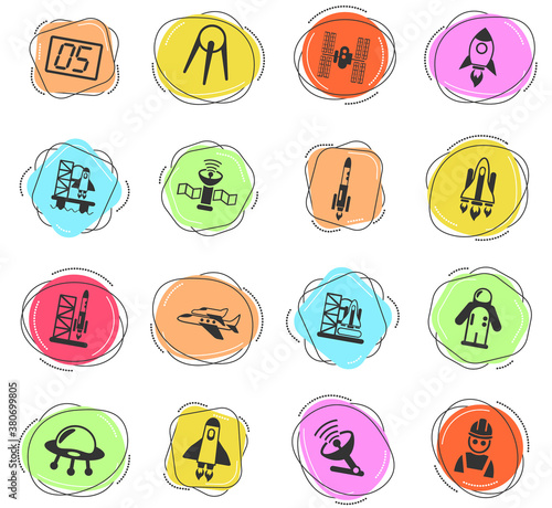 spacecrafts icon set