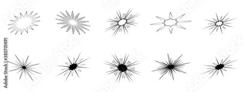Collection of silhuette nature sun stars burst starburst sunbeam snowflakes flower, abstract background texture wallpaper pattern seamless vector illustration art graphic design 