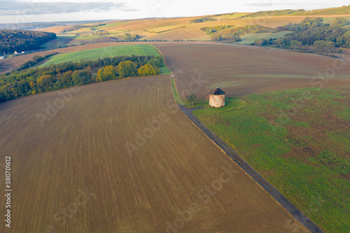 Czech Village and their farm fields at dawn photo