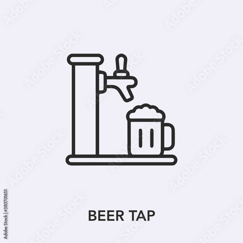 beer tap icon vector. Linear style sign for mobile concept and web design. beer tap symbol illustration. Pixel vector graphics - Vector.	