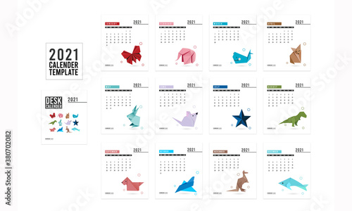 Origami calender 2021 template collection