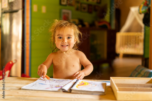 A toddler drawing