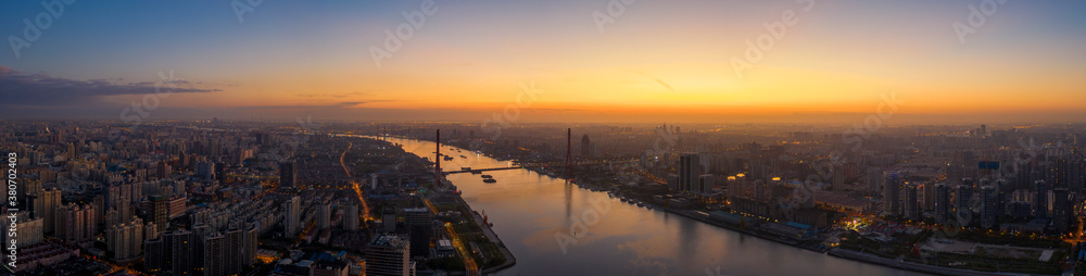 high angle view of city buildings during sunset,Shanghai high angle view of city buildings during sunset,Shanghai