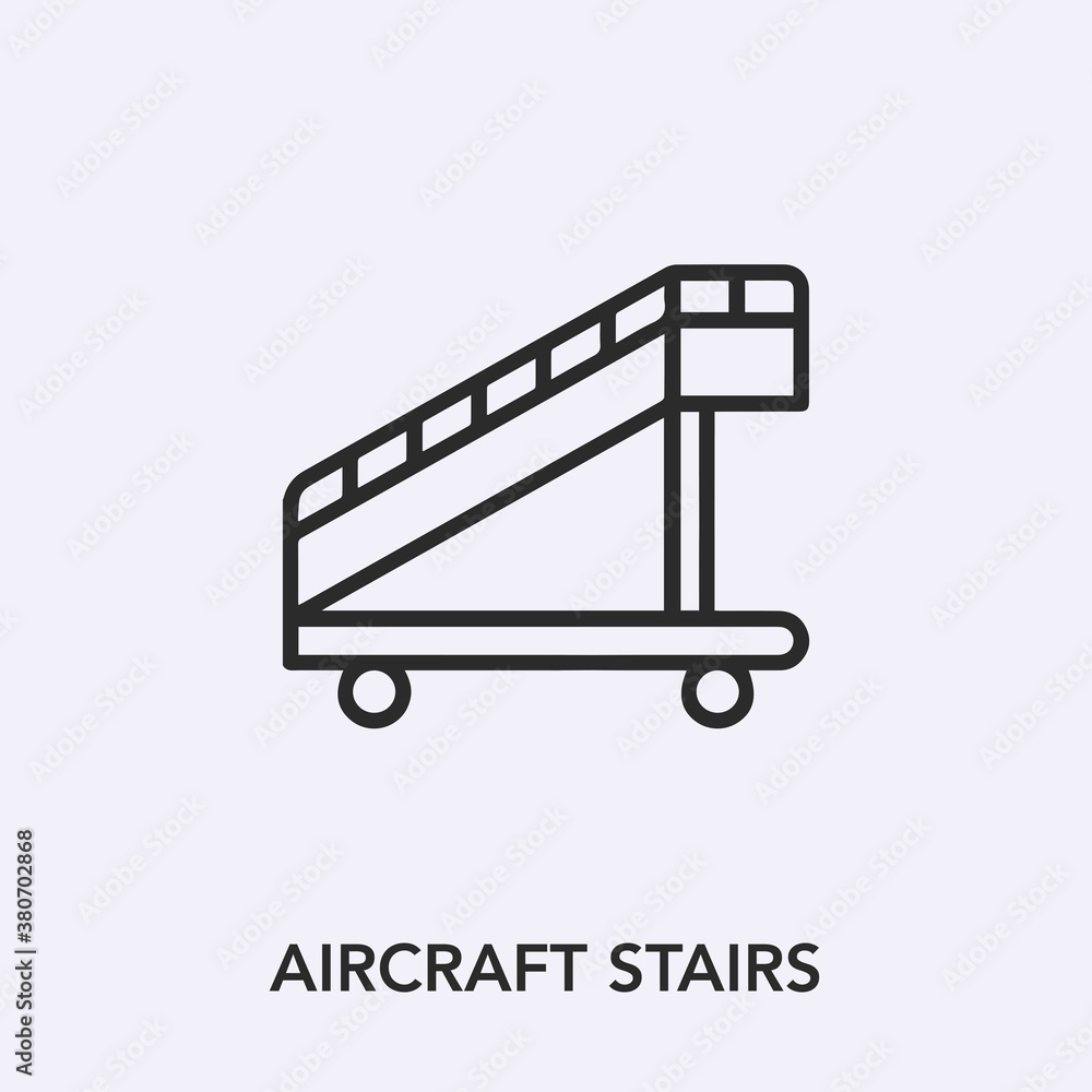 aircraft stairs icon vector. Linear style sign for mobile concept and web design. aircraft stairs symbol illustration. Pixel vector graphics - Vector. aircraft stairs icon vector. Linear style sign for mobile concept and web design. aircraft stairs symbol illustration. Pixel vector graphics - Vector.