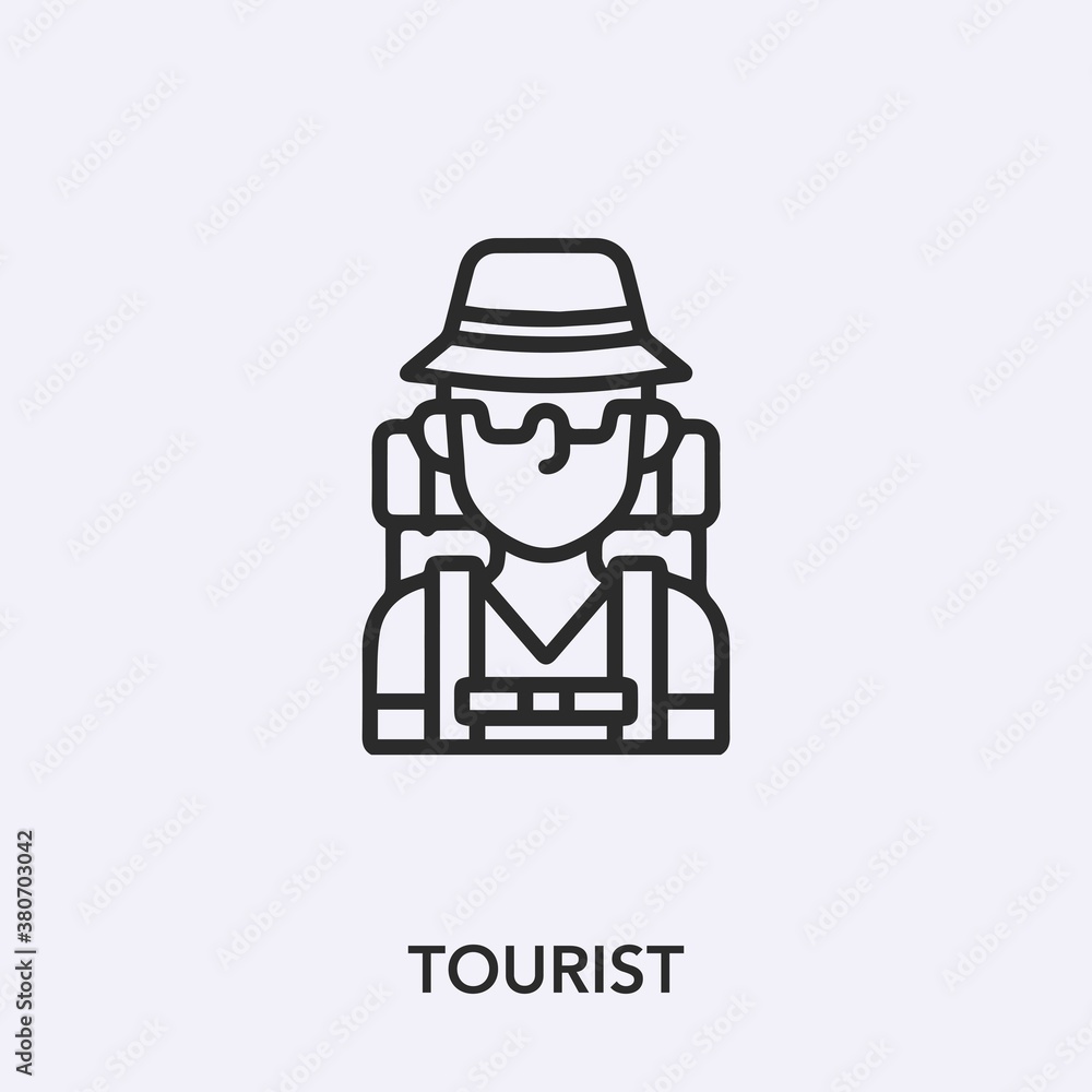tourist icon vector. Linear style sign for mobile concept and web design. tourist symbol illustration. Pixel vector graphics - Vector.	