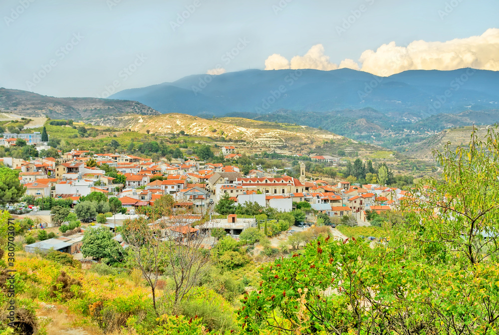 Naklejka premium Omodos - village in the Troödos Mountains of Cyprus