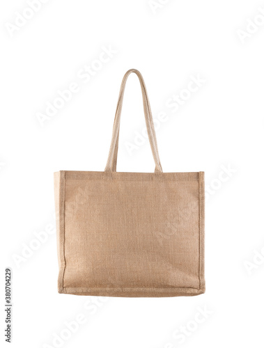 Jute shopping bag isolated on white background with clipping path