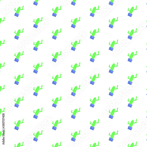 pattern with green cactuses in pots, vector illustration