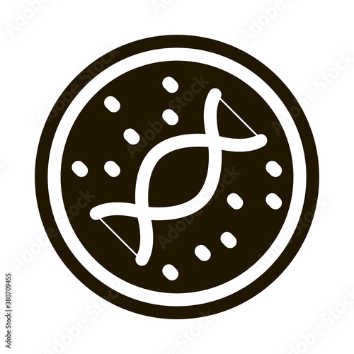 Molecule In Lab Glass Test Ware Biomaterial glyph icon . Biology And Science Flasks, Bioengineering, Dna And Medicine Biomaterial Pictogram. Monochrome Illustration