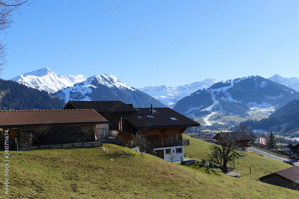 View from Saanen towards Eggli, Wispile, Wasserngrat, Switzerland