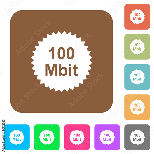 100 mbit guarantee sticker rounded square flat icons