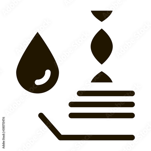 Molecule In Drop Water Biomaterial glyph icon . Biology And Science Flasks, Bioengineering, Dna And Medicine Biomaterial Pictogram. Monochrome Illustration