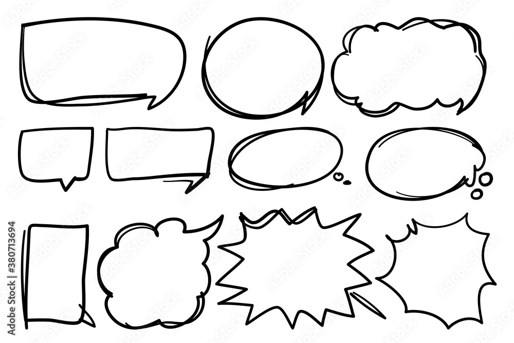 Obraz premium Black line Speech Bubble, Drawing illustration for Conversation or Dialog.