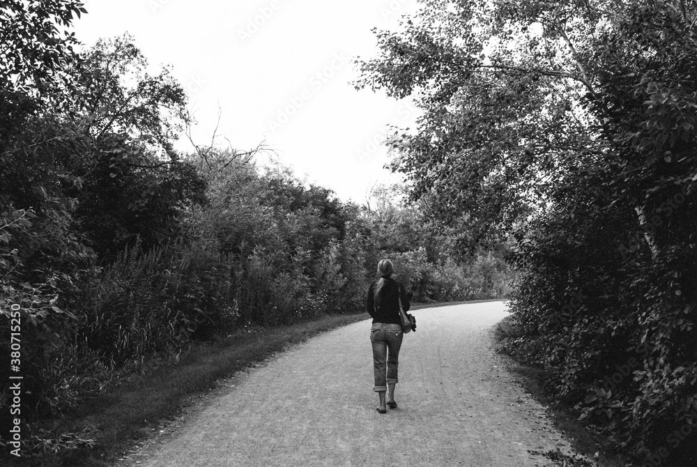 Woman on a nature walk Woman on a nature walk