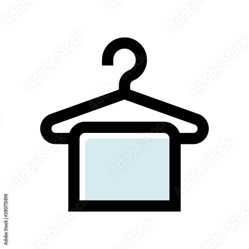 bath room or toilet related towel hanging on hanger vector with editable stroke,