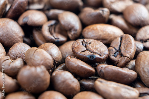 Obraz na płótnie Macro shot coffee beans background