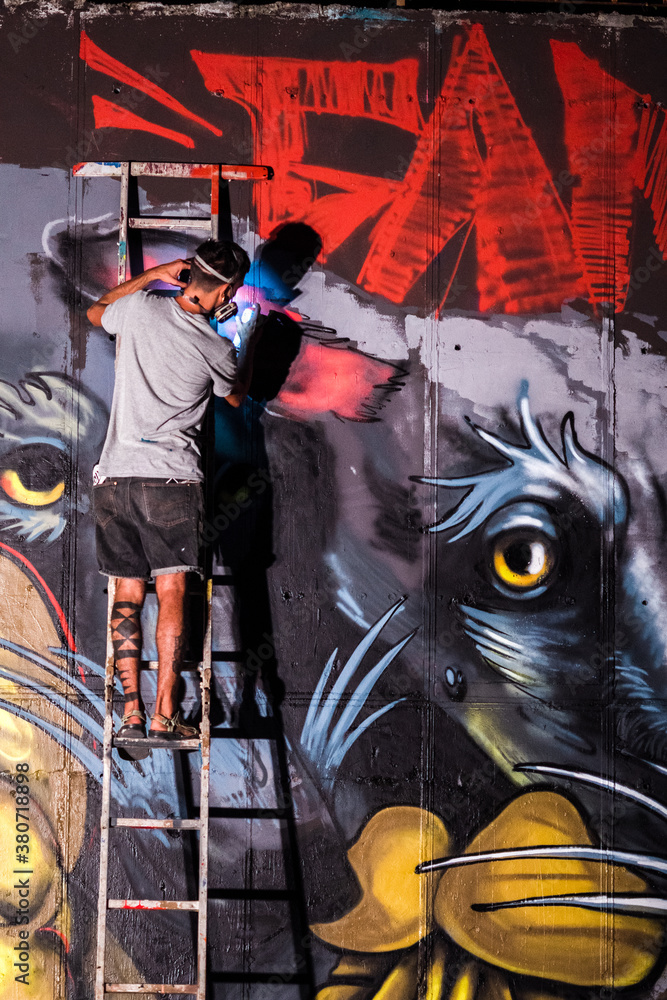 Graffiti artist painting Graffiti artist painting