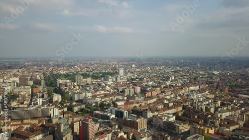 Wallpaper Mural sunny day milan cityscape downtown aerial panorama 4k italy Torontodigital.ca