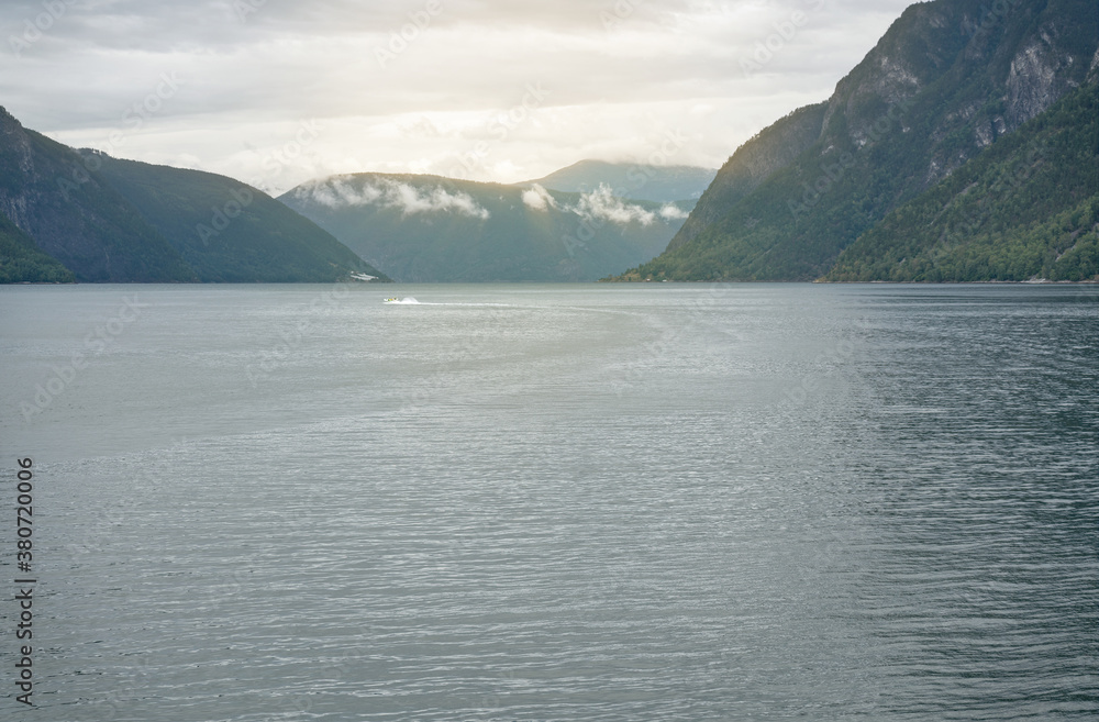 Norwegian fjords mountain sea view, Norway