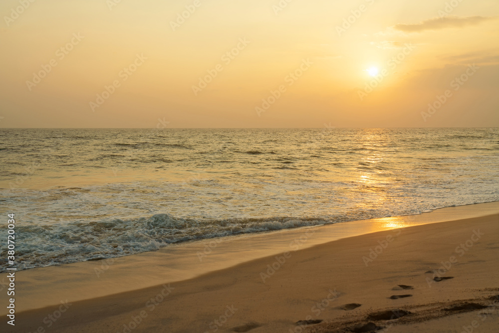 Ocean beach sunset landscape, Sri Lanka