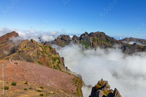 Madeira island, mountain peak landscape, Portugal, Mountaintop of Pico do Arieiro photo