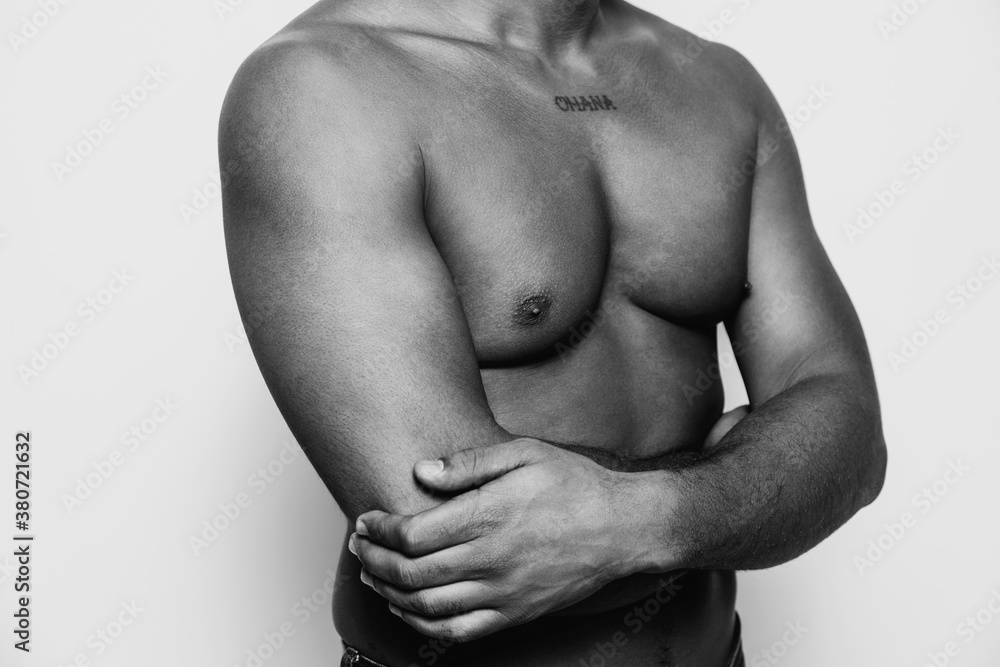 Muscle african american man over white background Muscle african american man over white background