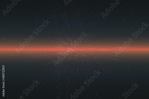 Stars and space with motion blur and red distance perspective effect. Universe big bang explosion fantasy conceptual image.