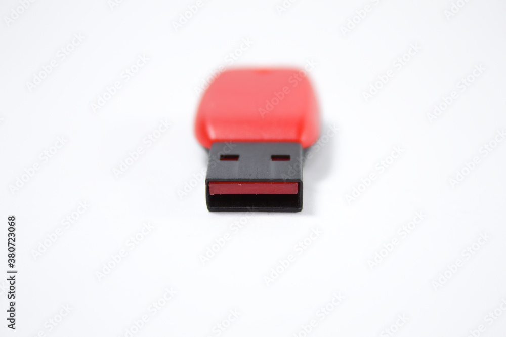 Flash drive with black and red colors and white background Flash drive with black and red colors and white background