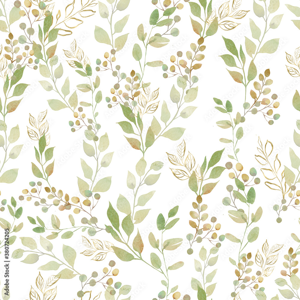 Watercolor seamless pattern with autumn  leaves. Can be used as wallpaper. 