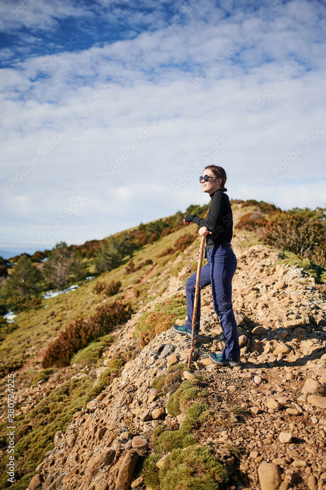 Happy hiker on top of hill Happy hiker on top of hill