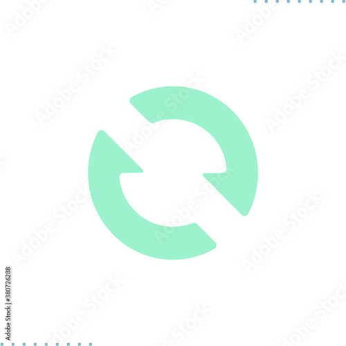 restart button in light green, circular arrows vector icon in flat