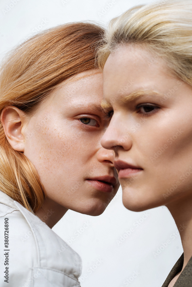 close up profiles of two beautiful girls models close up profiles of two beautiful girls models