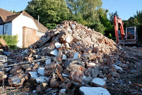 Pile of rubble resulting from the demolition of a house
